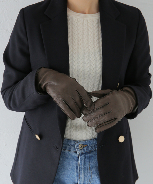 JOURNAL STANDARD（ジャーナルスタンダード）の「【Italguanto /イタルグアント】 DEERSKIN GLOVE：グローブ（手袋・レディース・カーキ/ブラック・FREE）」の8枚目の写真