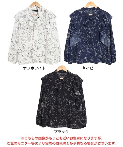GOLDJAPAN(ゴールドジャパン)の「花柄フリルボウタイブラウス【大きいサイズ対応】(シャツ/ブラウス・レディース・ネイビー/ブラック/オフホワイト・4L/LL/3L/5L)」の19枚目の写真