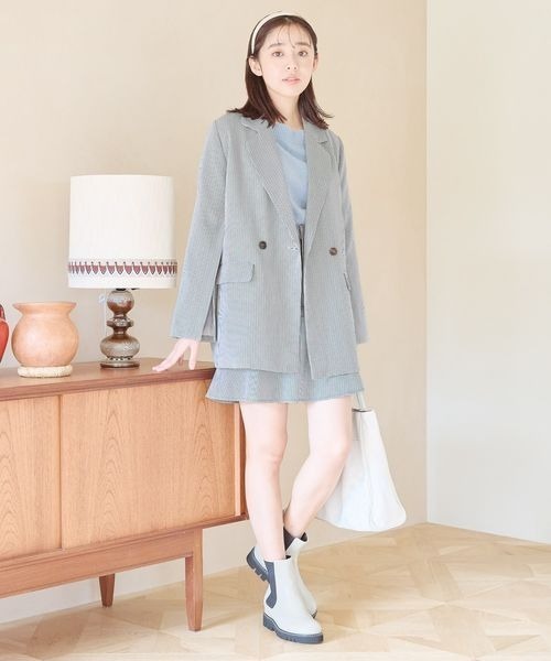 mysty woman(ミスティウーマン)の「袖スリットジャケット 100597(テーラードジャケット・レディース・ブラック系その他/モカ/ホワイト系その他・FREE)」の6枚目の写真