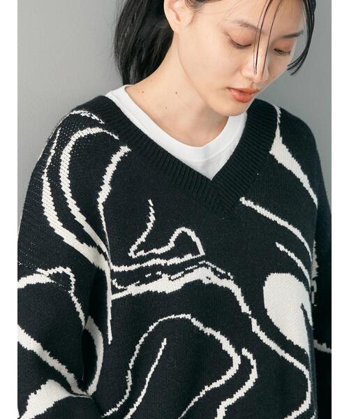 AMERICAN HOLIC(アメリカンホリック)の「バイパチラインアートニットプルオーバー(ニット/セーター・レディース・ブラック・M/L)」の17枚目の写真