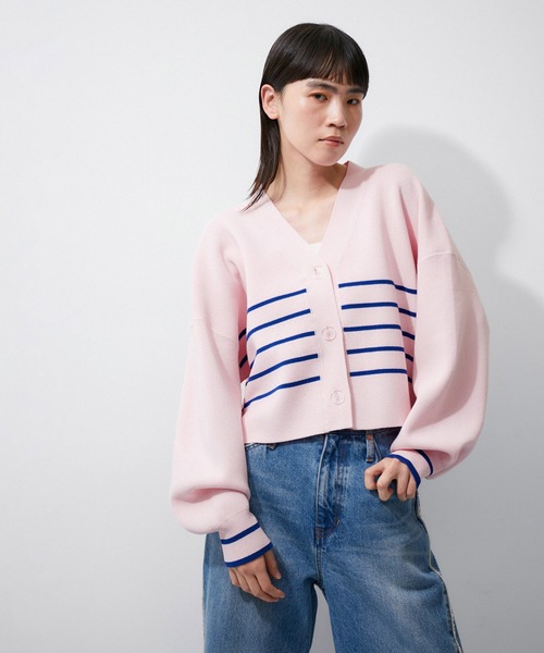 ADAM ET ROPE'（アダムエロペ）の「ミラノリブニットカーディガン（カーディガン/ボレロ・レディース・ブラック系その他2/ピンク系その他2/ホワイト系その他3・FREE）」の3枚目の写真