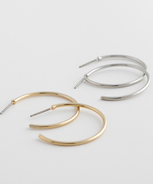 JewCas（ジュアキャス）の「ノットアレ【金属アレルギー対応】 シンプル リングHoopピアス[NOA0105]（ピアス（両耳用）・レディース・シルバー/ゴールド・FREE）」の3枚目の写真