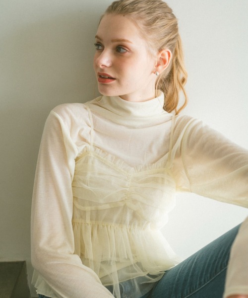 ECREL(エクレール)の「シアーラメチュールビスチェ(キャミソール・レディース・アイボリー/ライトグレー・FREE)」の17枚目の写真