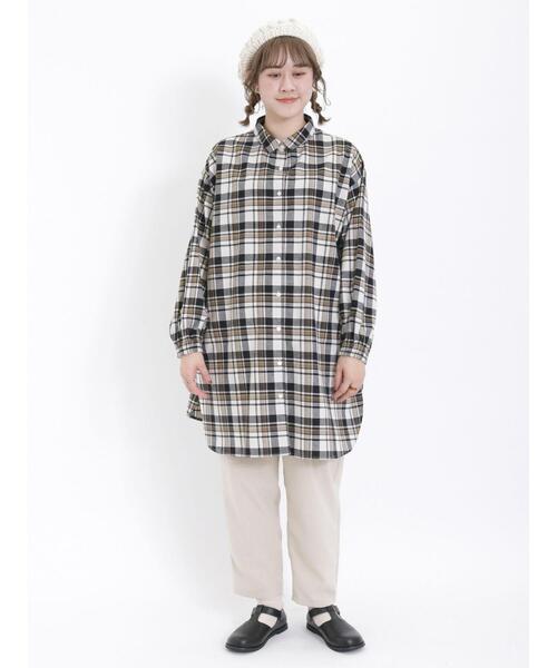 Samansa Mos2（サマンサ モスモス）の「【保温加工】柄アソートちび襟シャツチュニック（チュニック・レディース・ブラック/チャコールグレー/サックスブルー/ミント/オフホワイト・F）」の9枚目の写真