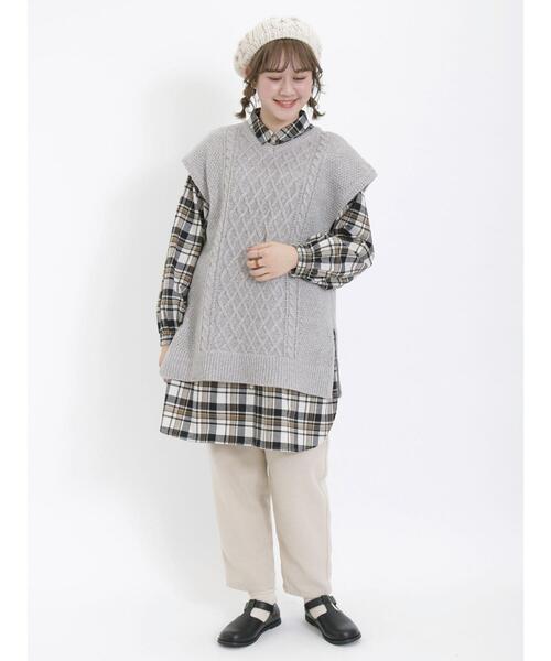 Samansa Mos2（サマンサ モスモス）の「【保温加工】柄アソートちび襟シャツチュニック（チュニック・レディース・ブラック/チャコールグレー/サックスブルー/ミント/オフホワイト・F）」の11枚目の写真