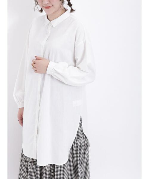 Samansa Mos2（サマンサ モスモス）の「【保温加工】柄アソートちび襟シャツチュニック（チュニック・レディース・ブラック/チャコールグレー/サックスブルー/ミント/オフホワイト・F）」の20枚目の写真