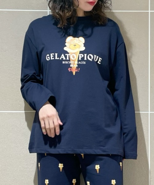 ジェラートピケ gelato pique 半袖 パジャマ ネイビー gelato pique - ジェラートピケ 半袖 ルームウェア 上下