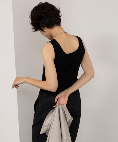 NOLLEY’S(ノーリーズ)の「プレミアムテレコアシメ2WAYタンクトップ(タンクトップ・レディース・ベージュ/ブラック/ホワイト・FREE)」の13枚目の写真