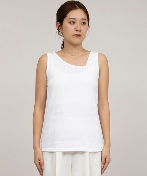 NOLLEY’S(ノーリーズ)の「プレミアムテレコアシメ2WAYタンクトップ(タンクトップ・レディース・ベージュ/ブラック/ホワイト・FREE)」の17枚目の写真