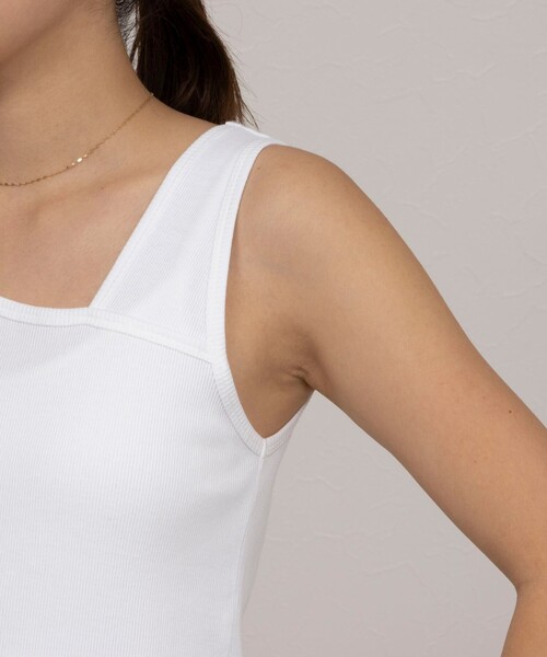 NOLLEY’S(ノーリーズ)の「プレミアムテレコアシメ2WAYタンクトップ(タンクトップ・レディース・ベージュ/ブラック/ホワイト・FREE)」の21枚目の写真