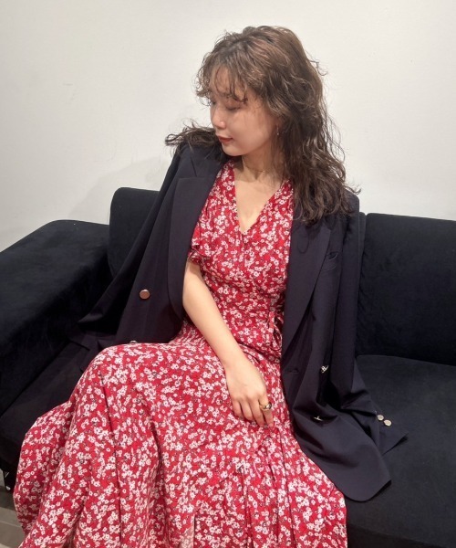 美品 フレイアイディ― テーラード ダブルブレスト チェック ネイビー 25SS ダブルテーラードジャケット(テーラードジャケット)｜アウター