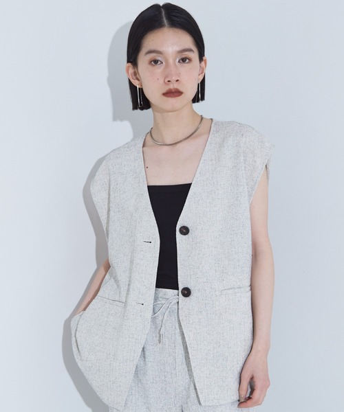 NOMINE（ノミネ）の「【セットアップ着用可】SHINE/ツイードベスト（ベスト・レディース・シルバー/ブラック/オフホワイト・フリー）」の2枚目の写真