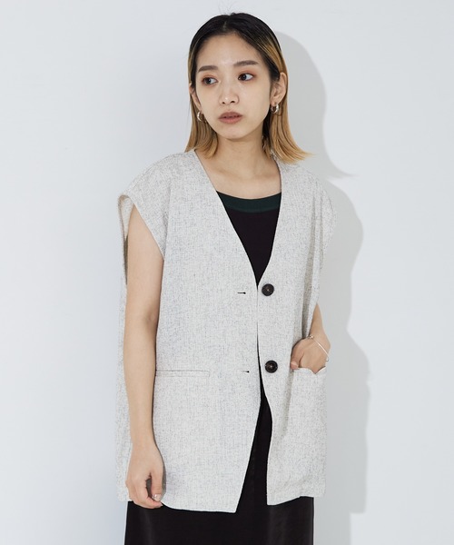 NOMINE（ノミネ）の「【セットアップ着用可】SHINE/ツイードベスト（ベスト・レディース・シルバー/ブラック/オフホワイト・フリー）」の7枚目の写真