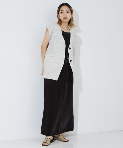 NOMINE（ノミネ）の「【セットアップ着用可】SHINE/ツイードベスト（ベスト・レディース・シルバー/ブラック/オフホワイト・フリー）」の4枚目の写真