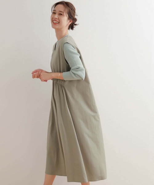 URBAN RESEARCH DOORS（アーバンリサーチドアーズ）の「フロントギャザージャンパースカート（ワンピース・レディース・ベージュ/ブラック・MEDIUM）」の13枚目の写真