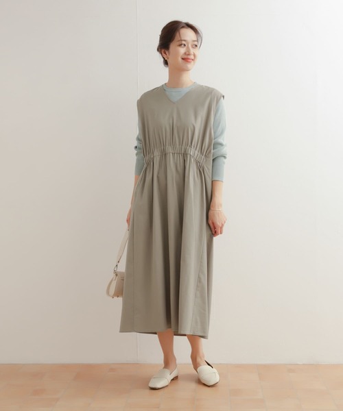 URBAN RESEARCH DOORS（アーバンリサーチドアーズ）の「フロントギャザージャンパースカート（ワンピース・レディース・ベージュ/ブラック・MEDIUM）」の21枚目の写真