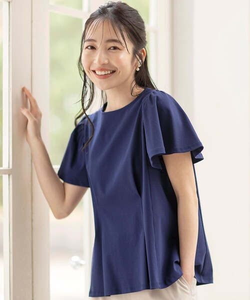 ANY SIS(エニィスィス)の「【接触冷感】美人 フリルスリーブ カットソー(Tシャツ/カットソー・レディース・ホワイト系/ライラック系/ダークグリーン系/ダルブルー系/ブラック系/ピンク系・4)」の5枚目の写真