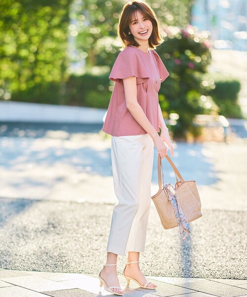 ANY SIS(エニィスィス)の「【接触冷感】美人 フリルスリーブ カットソー(Tシャツ/カットソー・レディース・ホワイト系/ライラック系/ダークグリーン系/ダルブルー系/ブラック系/ピンク系・4)」の7枚目の写真
