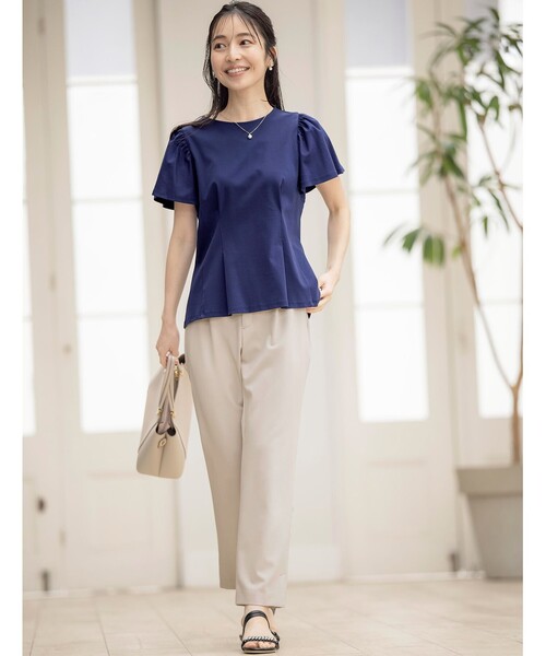 ANY SIS(エニィスィス)の「【接触冷感】美人 フリルスリーブ カットソー(Tシャツ/カットソー・レディース・ホワイト系/ライラック系/ダークグリーン系/ダルブルー系/ブラック系/ピンク系・4)」の10枚目の写真