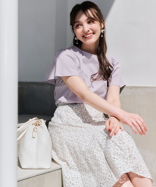 ANY SIS(エニィスィス)の「【接触冷感】美人 フリルスリーブ カットソー(Tシャツ/カットソー・レディース・ホワイト系/ライラック系/ダークグリーン系/ダルブルー系/ブラック系/ピンク系・4)」の14枚目の写真