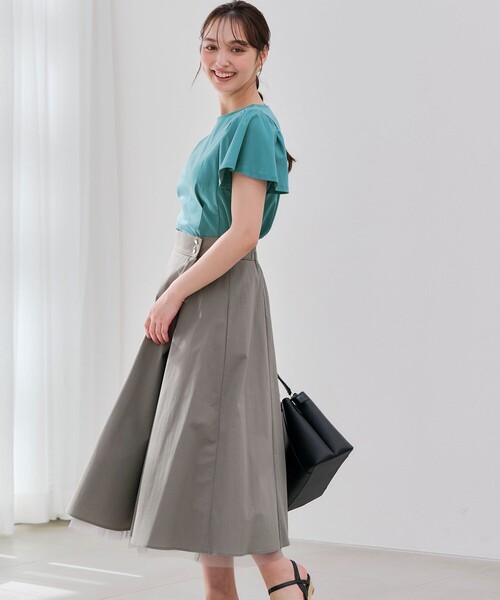 ANY SIS(エニィスィス)の「【接触冷感】美人 フリルスリーブ カットソー(Tシャツ/カットソー・レディース・ホワイト系/ライラック系/ダークグリーン系/ダルブルー系/ブラック系/ピンク系・4)」の16枚目の写真