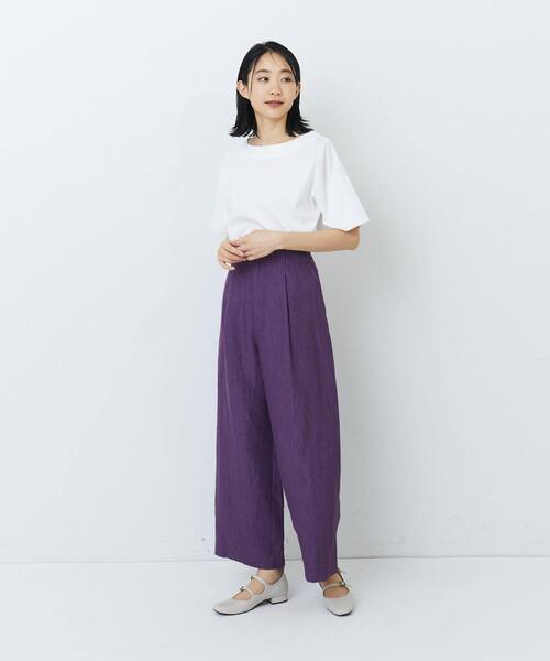 ADIEU TRISTESSE（アデュートリステス）の「リネンストレートパンツ（その他パンツ・レディース・グリーン/パープル/ネイビー/チェック/マスタード/レッド・36/38）」の9枚目の写真