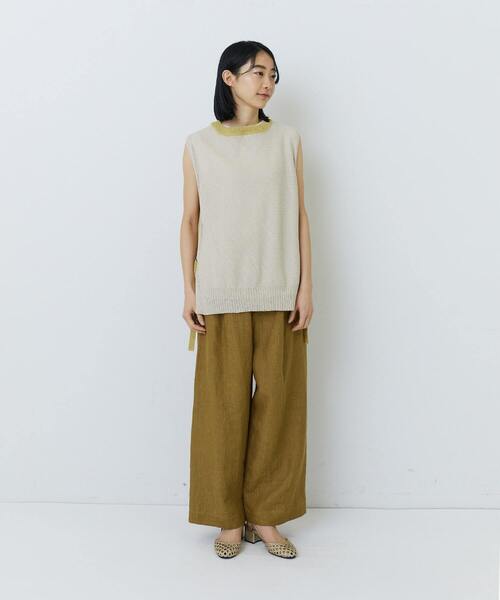 ADIEU TRISTESSE（アデュートリステス）の「リネンストレートパンツ（その他パンツ・レディース・グリーン/パープル/ネイビー/チェック/マスタード/レッド・36/38）」の12枚目の写真