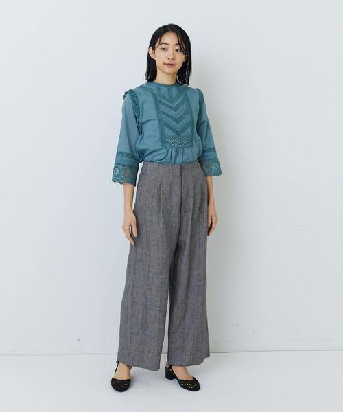 ADIEU TRISTESSE（アデュートリステス）の「リネンストレートパンツ（その他パンツ・レディース・グリーン/パープル/ネイビー/チェック/マスタード/レッド・36/38）」の22枚目の写真