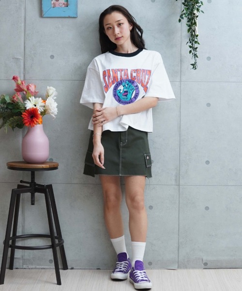 SANTA CRUZ(サンタクルーズ)の「【ムラサキスポーツ限定】SANTACRUZ/サンタクルーズ ショート丈Tシャツ 502241435(Tシャツ/カットソー・レディース・ホワイト/スミクロ・XL/L/M)」の4枚目の写真