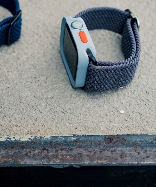 zandy（ズィーアンドワイ）の「zandy ズィーアンドワイ/ Apple Watch ケース＆ベルトセット マットタイプ【スクエアソフトフレーム】 アップルウォッチカバー& 編み込みナイロンループバンド /// set4（デジタル腕時計・メンズ・ネイビー/グレー系その他/カーキ/ホワイト×シルバー/ブラック×ブラック/ライトグリーン/ブルーパープル/ピンク系その他・S/M）」の4枚目の写真