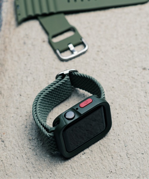 zandy（ズィーアンドワイ）の「zandy ズィーアンドワイ/ Apple Watch ケース＆ベルトセット マットタイプ【スクエアソフトフレーム】 アップルウォッチカバー& 編み込みナイロンループバンド /// set4（デジタル腕時計・メンズ・ネイビー/グレー系その他/カーキ/ホワイト×シルバー/ブラック×ブラック/ライトグリーン/ブルーパープル/ピンク系その他・S/M）」の5枚目の写真