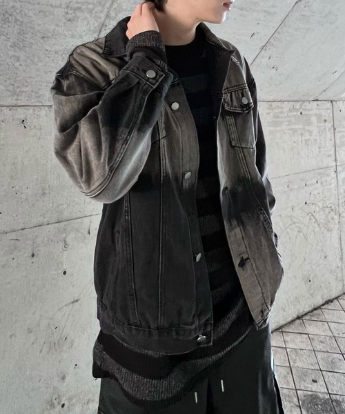 Figments(フィグメンツ)の「オーバーダイカラーデニムジャケット(デニムジャケット・レディース・ピンク/ブラック・FREE)」の7枚目の写真