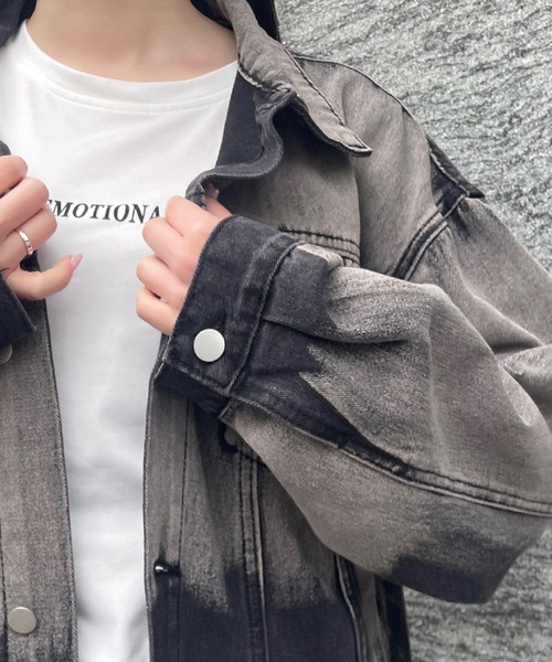 Figments(フィグメンツ)の「オーバーダイカラーデニムジャケット(デニムジャケット・レディース・ピンク/ブラック・FREE)」の10枚目の写真