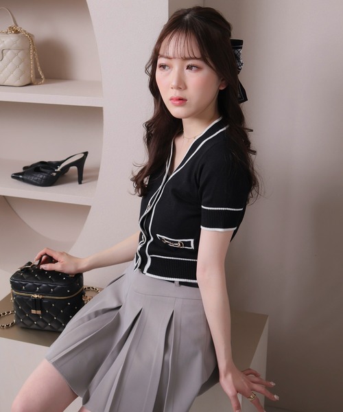 LIPSERVICE（リップサービス）の「バイカラーハーフニットカーディガン（カーディガン/ボレロ・レディース・ホワイト/その他1/ブラック・FREE）」の8枚目の写真