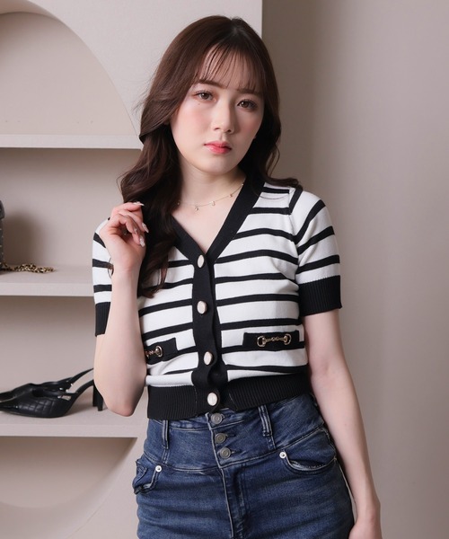 LIPSERVICE（リップサービス）の「バイカラーハーフニットカーディガン（カーディガン/ボレロ・レディース・ホワイト/その他1/ブラック・FREE）」の11枚目の写真