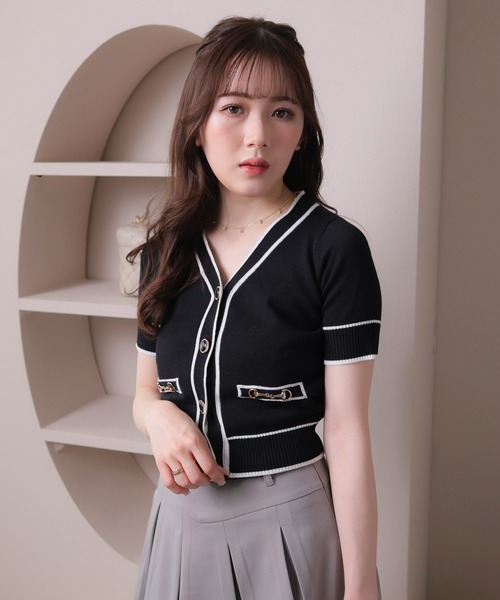 LIPSERVICE（リップサービス）の「バイカラーハーフニットカーディガン（カーディガン/ボレロ・レディース・ホワイト/その他1/ブラック・FREE）」の22枚目の写真