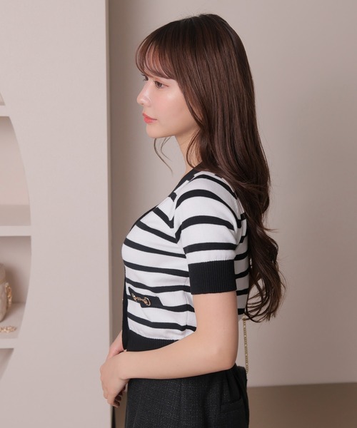 LIPSERVICE（リップサービス）の「バイカラーハーフニットカーディガン（カーディガン/ボレロ・レディース・ホワイト/その他1/ブラック・FREE）」の16枚目の写真