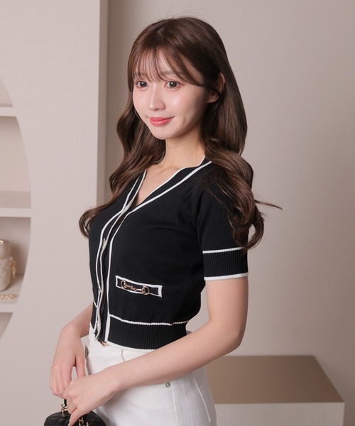 LIPSERVICE（リップサービス）の「バイカラーハーフニットカーディガン（カーディガン/ボレロ・レディース・ホワイト/その他1/ブラック・FREE）」の21枚目の写真