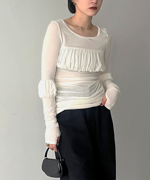 SORIN ワンピース Rib Deformed Hem Bare Dress（膝丈/ミディ丈ワンピース