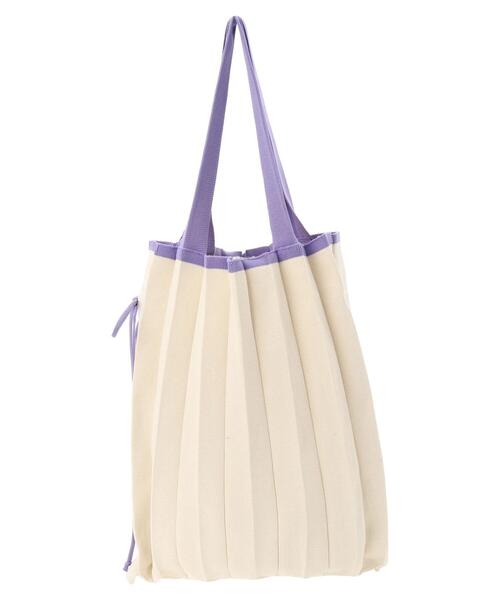 Green　Parks（グリーンパークス）の「OTO.HA.プリーツニットバッグ（エコバッグ/サブバッグ・レディース・アイボリー/ブラック/ブルー/ピンク・FREE）」の14枚目の写真