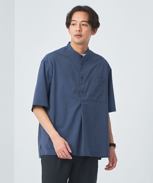 green label relaxing（グリーンレーベルリラクシング）の「TW ウォッシャブルトロ バンドカラー プルオーバー シャツ  -マシンウォッシャブル・ストレッチ・防シワ-（シャツ/ブラウス・メンズ・マスタード/コバルトブルー/ライトグレー・S/M/L/XL）」の3枚目の写真