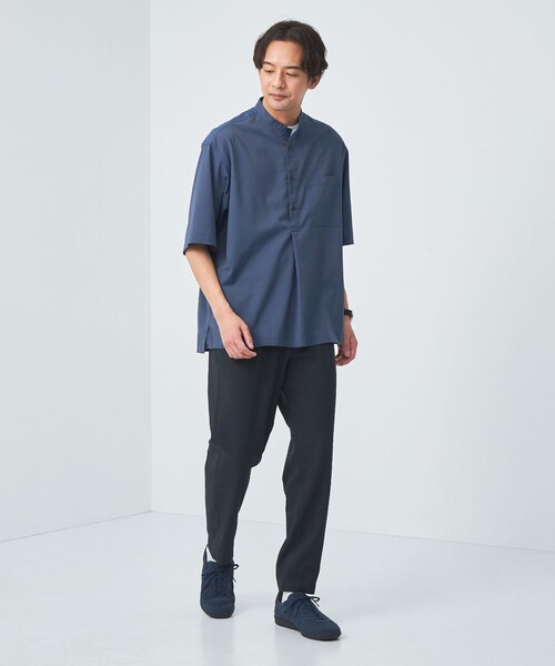 green label relaxing（グリーンレーベルリラクシング）の「TW ウォッシャブルトロ バンドカラー プルオーバー シャツ  -マシンウォッシャブル・ストレッチ・防シワ-（シャツ/ブラウス・メンズ・マスタード/コバルトブルー/ライトグレー・S/M/L/XL）」の4枚目の写真