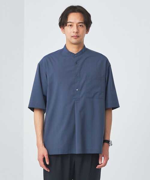green label relaxing（グリーンレーベルリラクシング）の「TW ウォッシャブルトロ バンドカラー プルオーバー シャツ  -マシンウォッシャブル・ストレッチ・防シワ-（シャツ/ブラウス・メンズ・マスタード/コバルトブルー/ライトグレー・S/M/L/XL）」の8枚目の写真