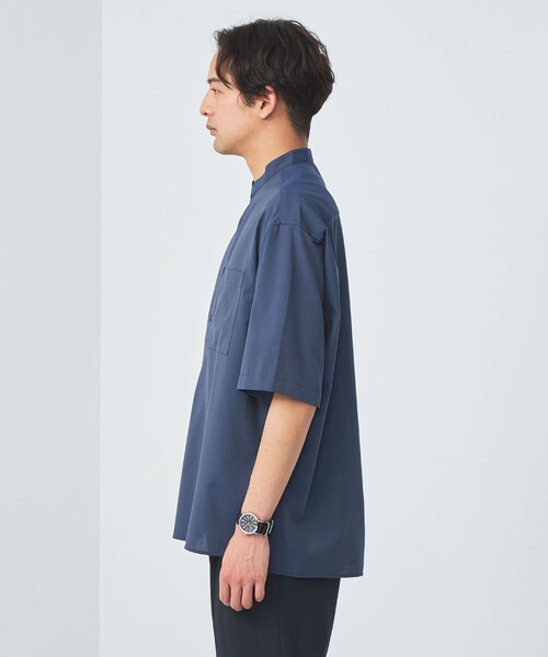 green label relaxing（グリーンレーベルリラクシング）の「TW ウォッシャブルトロ バンドカラー プルオーバー シャツ  -マシンウォッシャブル・ストレッチ・防シワ-（シャツ/ブラウス・メンズ・マスタード/コバルトブルー/ライトグレー・S/M/L/XL）」の9枚目の写真