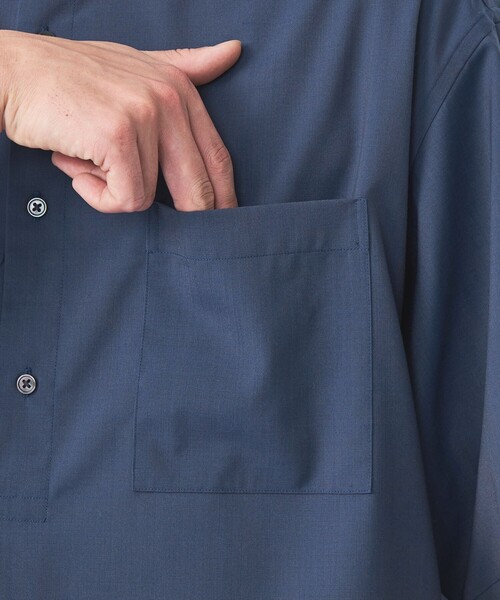 green label relaxing（グリーンレーベルリラクシング）の「TW ウォッシャブルトロ バンドカラー プルオーバー シャツ  -マシンウォッシャブル・ストレッチ・防シワ-（シャツ/ブラウス・メンズ・マスタード/コバルトブルー/ライトグレー・S/M/L/XL）」の14枚目の写真