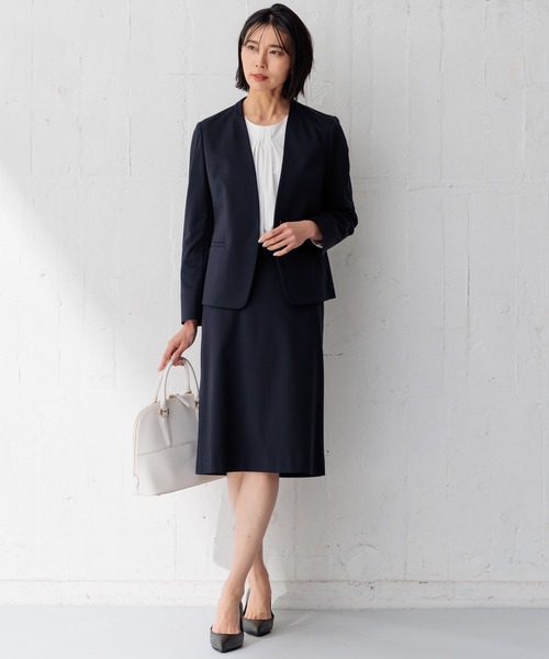 23区 L(ニジュウサンクオオキイサイズ)の「【セットアップ対応】モクロディ ノーカラージャケット(ノーカラージャケット・レディース・グレー系/ネイビー系・44/46/48/50)」の10枚目の写真