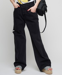 アシンメトリーデニムロングパンツ