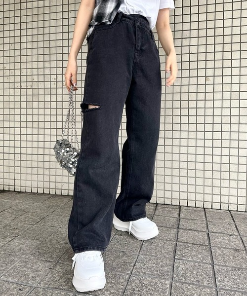 Narcissus（ナルシス）の「アシンメトリーデニムロングパンツ（デニムパンツ・レディース・その他/ブラック・FREE）」の21枚目の写真