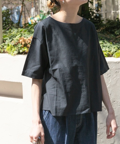 FORK&SPOON（フォークアンドスプーン）の「FORK&SPOON　シャドウラインプルオーバーブラウス（シャツ/ブラウス・レディース・ネイビー/アイボリー・1）」の2枚目の写真