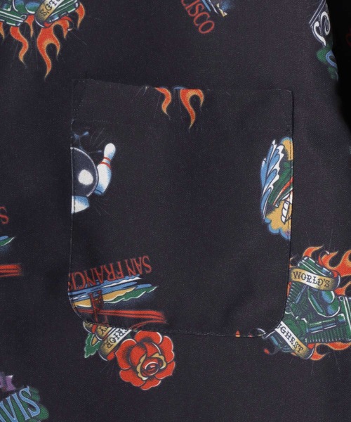 BEN DAVIS(ベンデイビス)の「BEN DAVIS/ベンデイビス INKED O/C SS SHIRT/オーバーサイズ 麻タッチ ポリオックス 総柄 オープンカラー 半袖シャツ/レディース メンズ(シャツ/ブラウス・メンズ・ブラック/ベージュ・M/L/XL)」の11枚目の写真